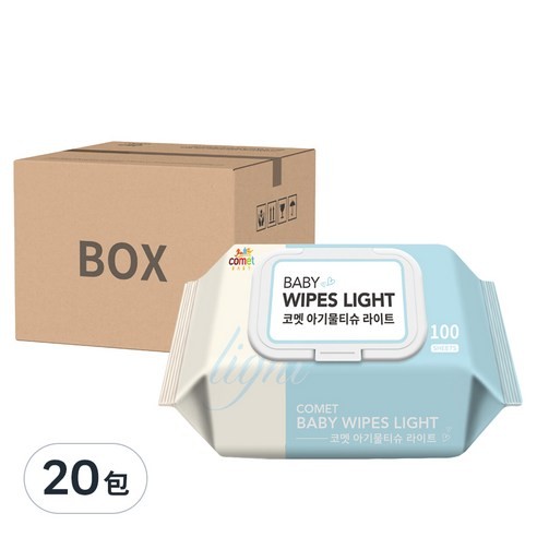 comet Baby Wipes Light 掀蓋式寶寶濕紙巾 100張 × 20包